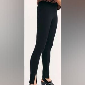 Blank NYC Black Dress Leggings Skinny Pants Ankle Slit Stretch Size 24 NWT